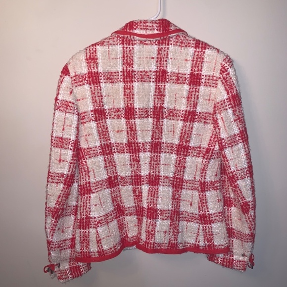 Hauber Red White Tweed Metallic Blazer Alpaca Wool Blend 8 - Picture 2 of 13